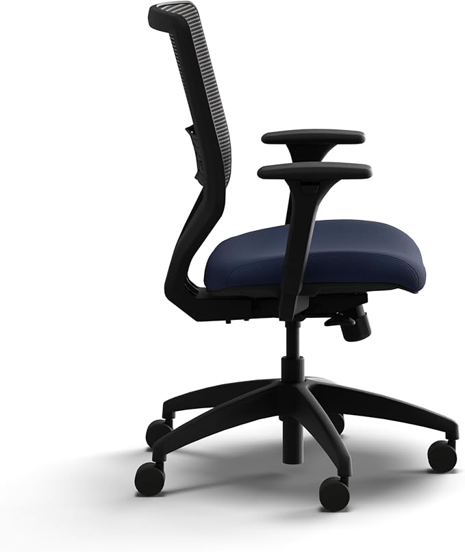 HON Solve Office Chair, Ergonomic Office Chair Mesh Back Support, Adjustable Lumbar Support, Height Adjustable Arms, Black Frame, Indigo
