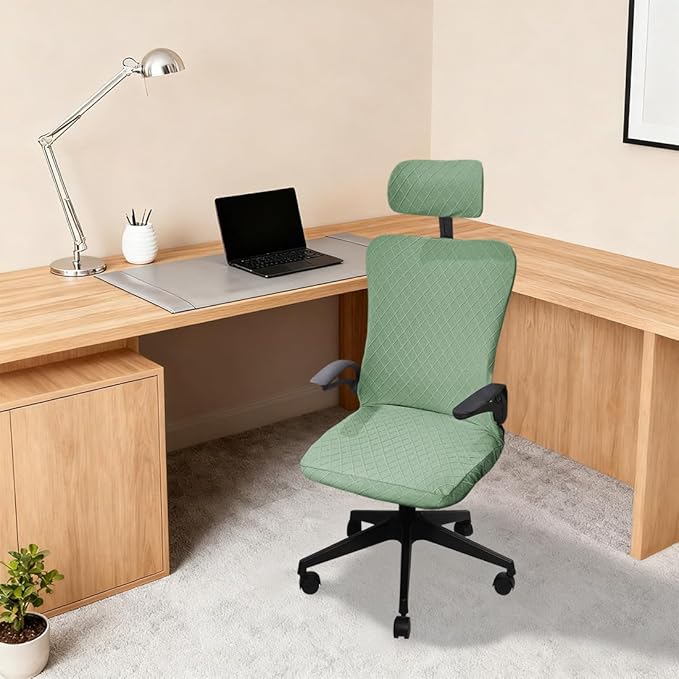 Ergonomic Office Chair Covers Set with Headrest Cover Stretch Desk Computer Chair and Headrest Slipcovers Washable Protector Slipcovers for Swivel Computer Chair 4 Pieces Army Green