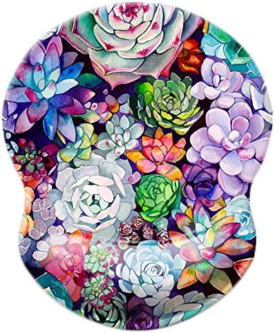 Mouse Pad with Wrist Support, Non Slip Mousepad Wrist Rest for Office, Computer, Laptop & Mac-Comfortable & Lightweight Ergonomic Support Mouse Mat(Succulents -Wrist)