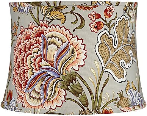 Katie Large Sage Green Flower Print Drum Shade 14x16x11.5 (Spider)