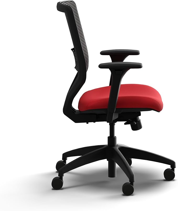HON Solve Office Chair, Ergonomic Office Chair Mesh Back Support, Adjustable Lumbar Support, Height Adjustable Arms, Black Frame, Ruby