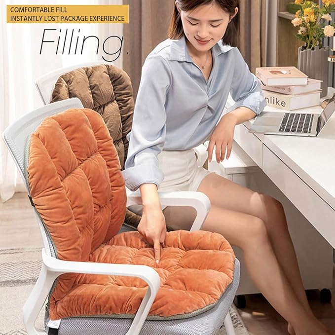Desk Chair Cushion Non-Slip Rocking Seat Cushion Office Chair Pad Dorm Seat Cushion with High Back Support Soft Seat Pad with Ties for Office Car Home Dining Room Kitchen