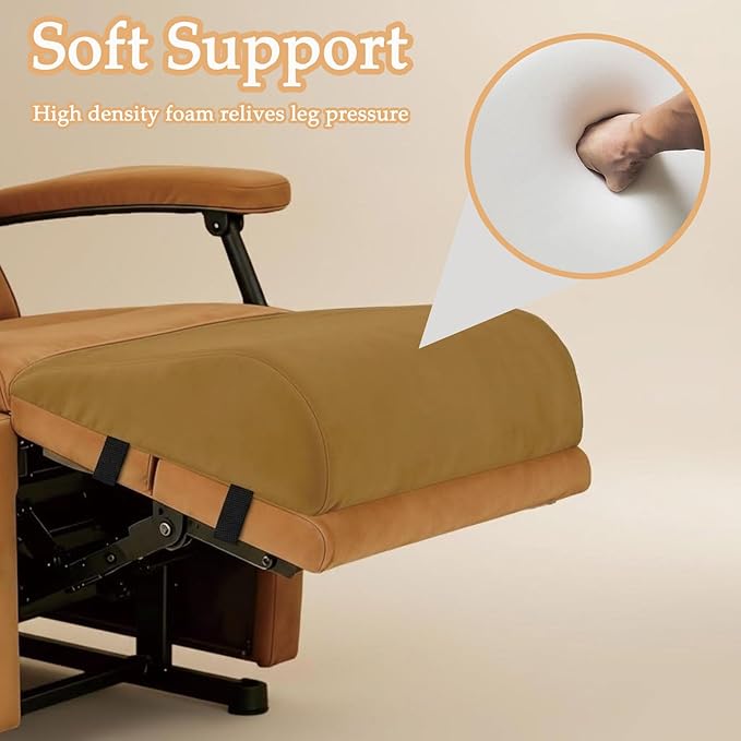 Recliner Foot Rest Cushion, Leg Pillow Extender with Adjustable Straps, for Reclining Chairs, Bed, Sofa - Extra Large Wedge Foam Support Pad Elevates Legs and Feet (Brown)