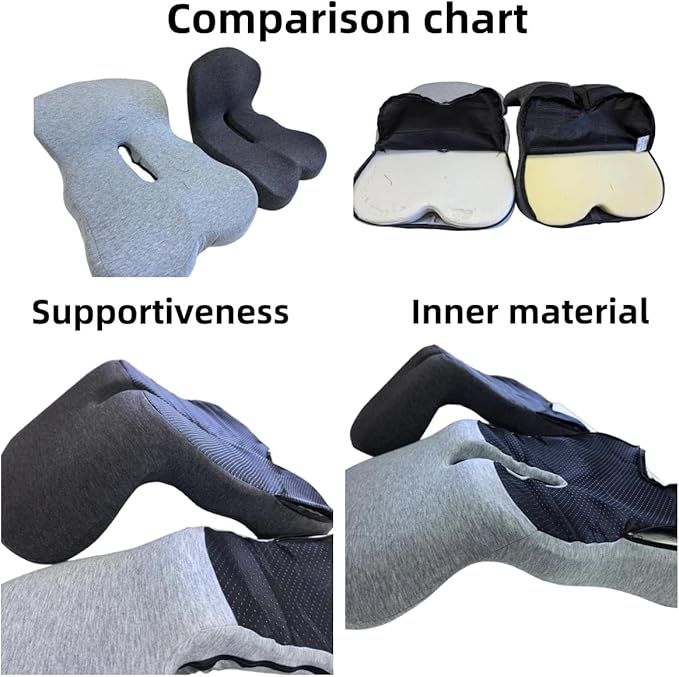Orthopedic Memory Foam Car Seat Cushion for Sciatica & Back Pain Relief - Ergonomic Non-Slip Office Chair Cushion & Car Cushions for Long Driving with Lumbar Support, Universal Fit (Black)