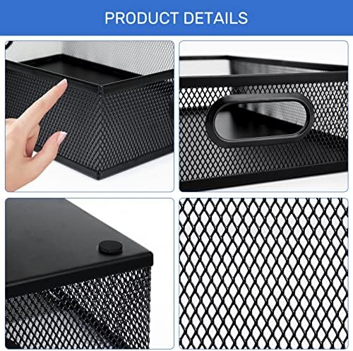 Neudeco Desk Drawer Organizer, 4 Pack Metal Mesh, Black