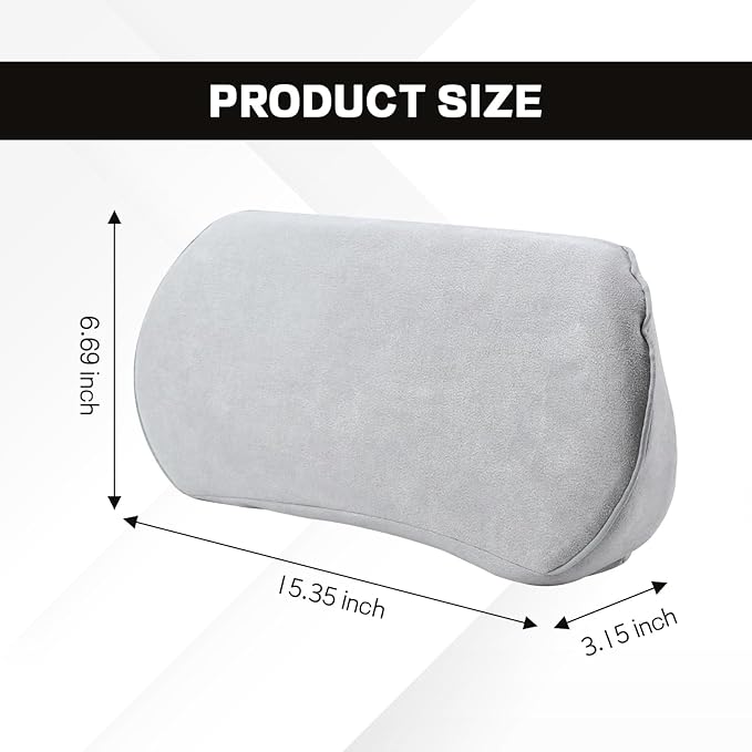 wuyaoyao Lumbar Support Pillow for Car, Memory Foam Auto Seat Lower Back Support Cushion for Back Pain Relief, Ergonomic Comfortable Driving Seat Lumbar Pillow, Universal Car Accessories (Gray)