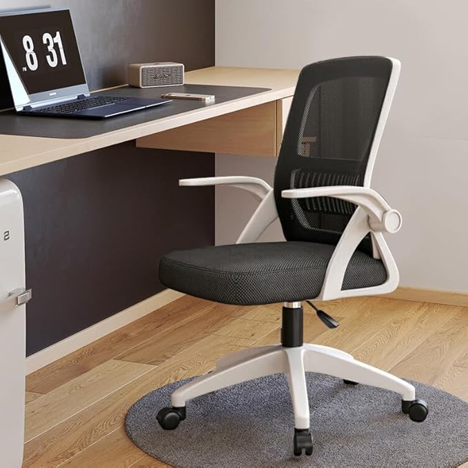 Office Chair, Ergonomic Desk Chair Breathable Mesh Chair Swivel Chair with Flip-Up Arms and Lumbar Support Computer Chair for Home Office