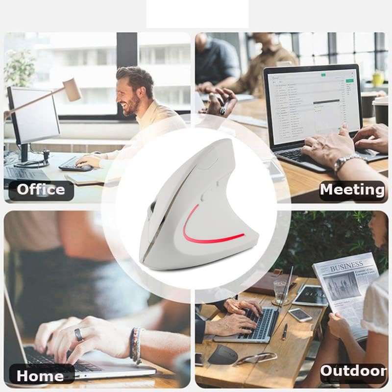 Wireless Mouse Ergonomic Vertical Ergo High Presion Optical Lightweight Cordless LED Light Cute Wireless Mice for Laptop Computer Mac Office Girl Boy Women Men Gift,800/1200/1600 DPI,6 Buttons