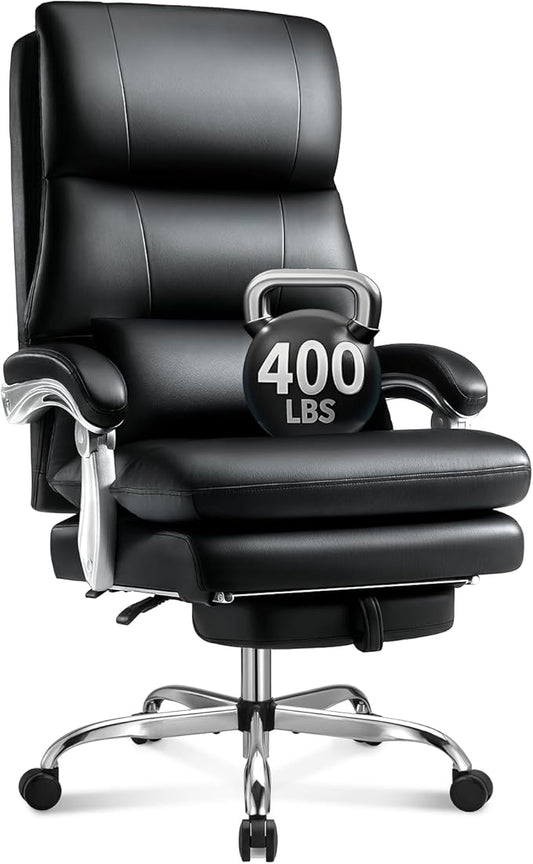 WAILOR Cloud-Like Comfy Office Chair with Footrest, Overstuffed Fiberfill Executive Desk Chair, Ultra-Soft Reclining High Back Computer Chair, Cozy Double-Layered Plush Seat, Big & Tall 400lbs Cap