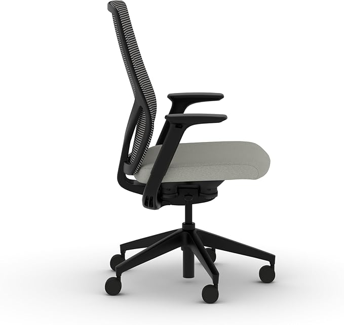 HON Flexion Mesh Office Chair, Height Adjustable Arms, Conference Room Chairs with Lumbar Support, Black Mesh, Black Frame, Fog