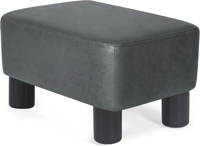 Joveco Small Footstool Ottoman Fabric Footrest Modern Rectangular Foot Stools for Living Room Bedroom (Dark Gray)