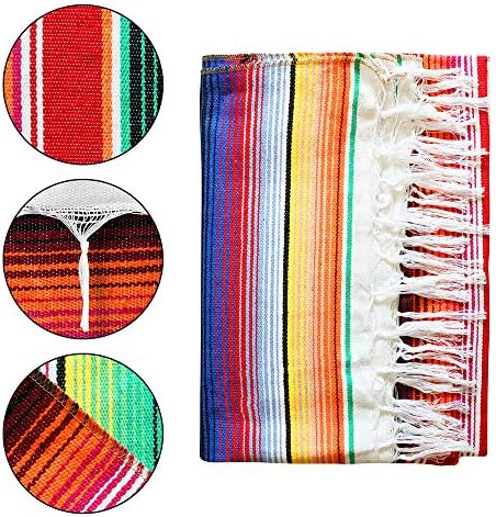 Xplanet 84 X 59 Inch Mexican Serape Blanket Bay Window Blanket, Mexican Tablecloth Serape Tatami Blanket Bed Blanket Table Cover Tapestry Blanket Picnic Mat for Mexican Party Wedding Decorations