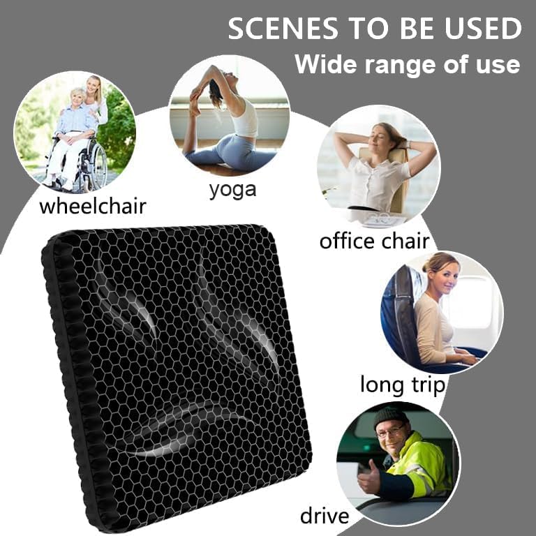 2" Extra Thick Gel Seat Cushion for Long Sitting Pressure Relief