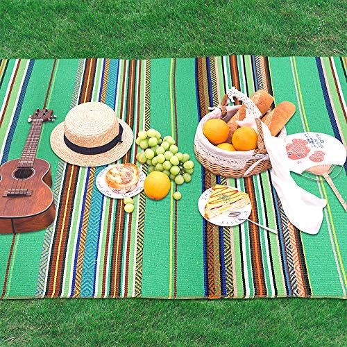 Xplanet 84 X 59 Inch Mexican Serape Blanket Bay Window Blanket, Mexican Tablecloth Serape Tatami Blanket Bed Blanket Table Cover Tapestry Blanket Picnic Mat for Mexican Party Wedding Decorations