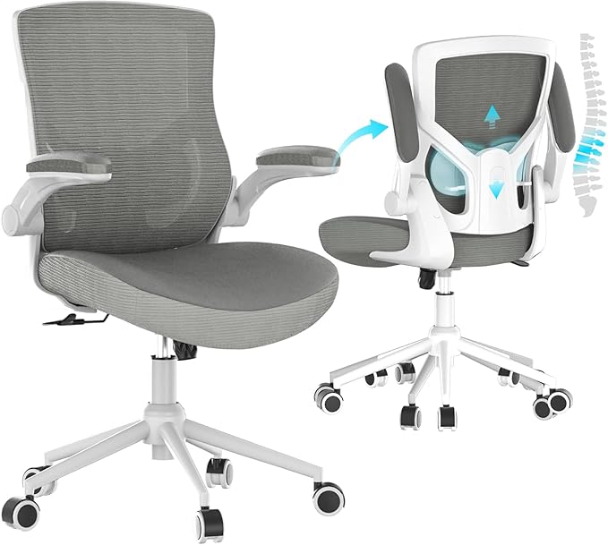 CYKOV Office Chair, High Back Desk Chair Adjustable Height and Ergonomic Design Home Office Computer Chair Executive Lumbar Support Padded Flip-up Armrest Swivel Task Chair