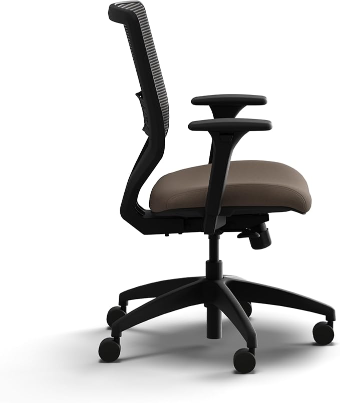HON Solve Office Chair, Ergonomic Office Chair Mesh Back Support, Adjustable Lumbar Support, Height Adjustable Arms, Black Frame, Bark