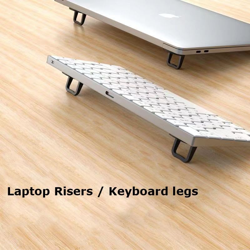 2PCS Metal Mini Foldable Laptop Stand, Portable Computer Keyboard Riser with 2 Adjustable Angles, Self-Adhesive Invisible Notebook Stand and Keyboard Lift for Desk (Pink)
