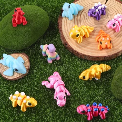 JOICEE 24Pcs 3D Printed Dinosaur Animals Mini Dinosaur Fidget Toys