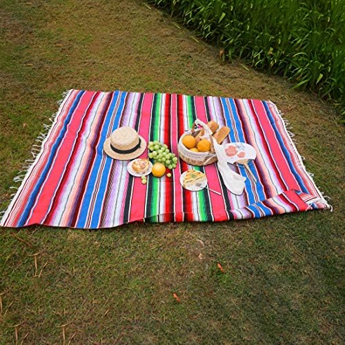 Xplanet 84 X 59 Inch Mexican Serape Blanket Bay Window Blanket, Mexican Tablecloth Bed Blanket Table Cover Tapestry Blanket Picnic Mat for Mexican Party Wedding Decorations Home Decor (NEW Rose Pink)