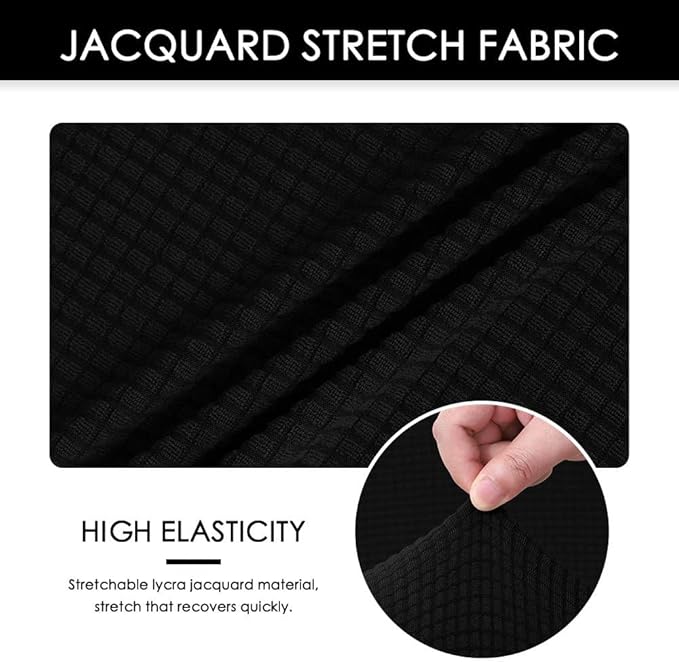 FORCHEER Desk Chair Cover Black Jacquard Stretch Office Chair Covers Two Piece for Split Office Chairs Water Resistant Washable