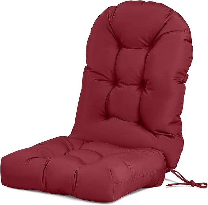 Adirondack Chair Cushion Waterproof Rocking Chair Cushion, Tufted High Back Patio Chair Cushions with Anti-Slip Ties for Rocking Chairs,Adirondack Chair,Patio Furniture (Burgundy)