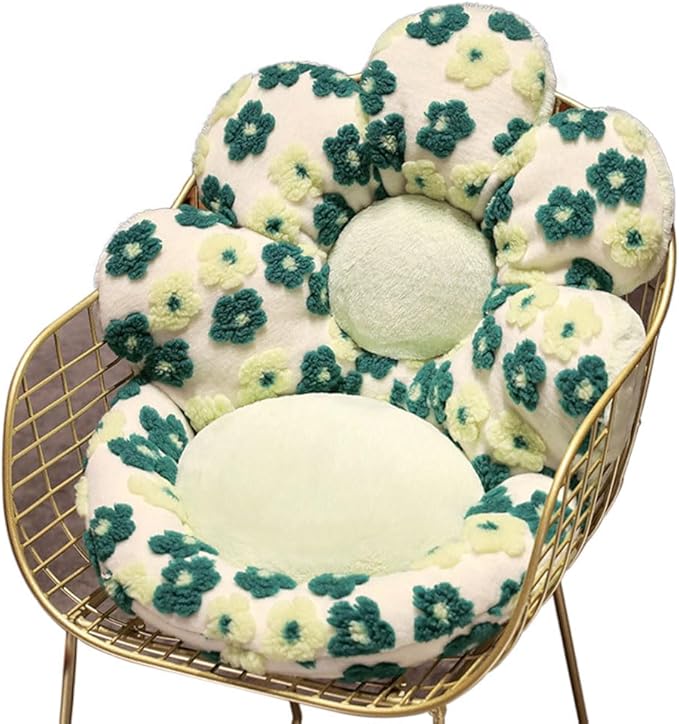 Flower Chair Cushion with Backrest Comfortable Office Chair Pad Student Dormitory Seat Cushion for Sedentary Group Home Decor