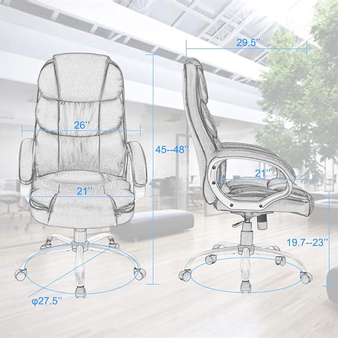 Ergonomic Office Chair Cheap Desk Chair Computer Chair with Arms Modern Executive Rolling Swivel Chair for Back Pain Adults Women,White