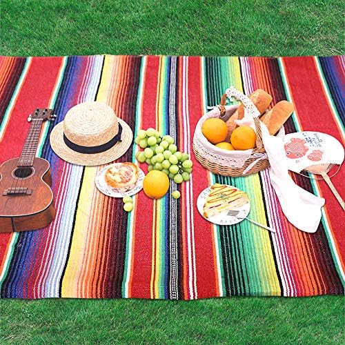 Xplanet 84 X 59 Inch Mexican Serape Blanket Bay Window Blanket, Mexican Tablecloth Serape Tatami Blanket Bed Blanket Table Cover Tapestry Blanket Picnic Mat for Mexican Party Wedding Decorations