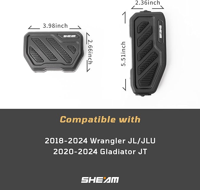 Anti-Slip Gas Pedal Brake Pedal Covers, Foot Pedal Pads Kit Compatible with 2018-2026 Wrangler JL JLU 4XE & Gladiator JT Brake and Gas Accelerator Pedal Covers Aluminum No Drilling 2 PCS
