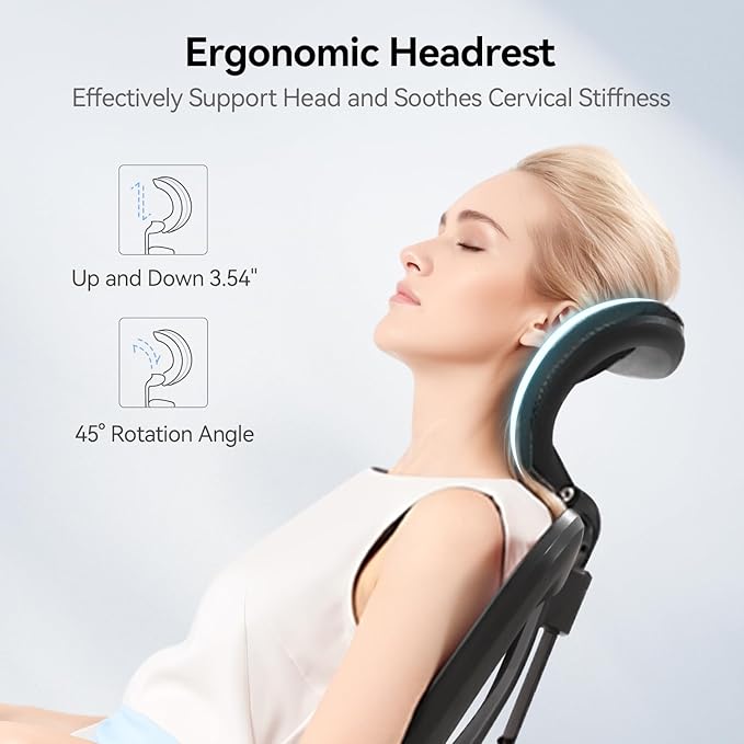 SIHOO M18 Ergonomic Office Chair, High Back Mesh Desk Chair with Adjustable Headrest & Lumbar Support, 330lbs Capacity Computer Chair with 2D Armrests & Wide Cushion, Tilt Lock, for Home Office-Black