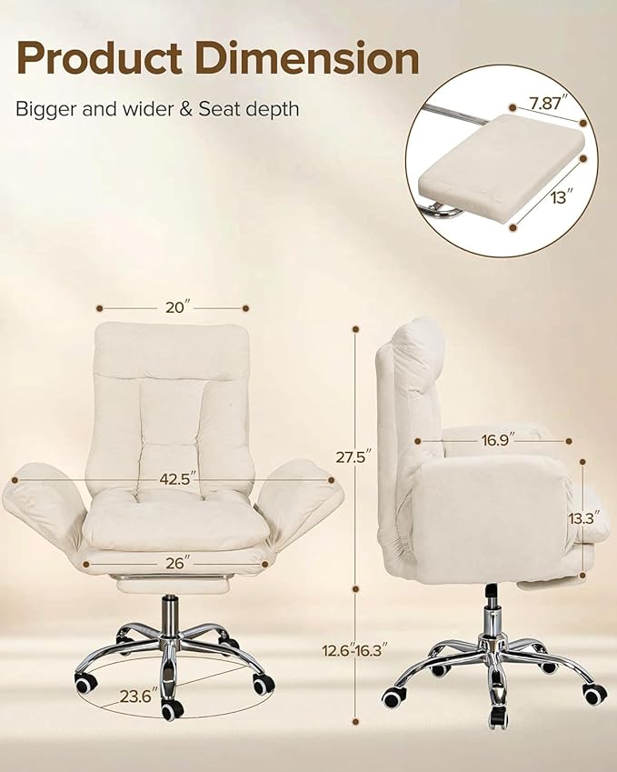 Big and Tall Office Chair 440lbs with Footrest, 42.5'' Extra Wide Seat, 180° Reclining Ergonomic Gaming Chair, Flip-Out Armrests, Cloud-Soft Cushion for Work & Rest