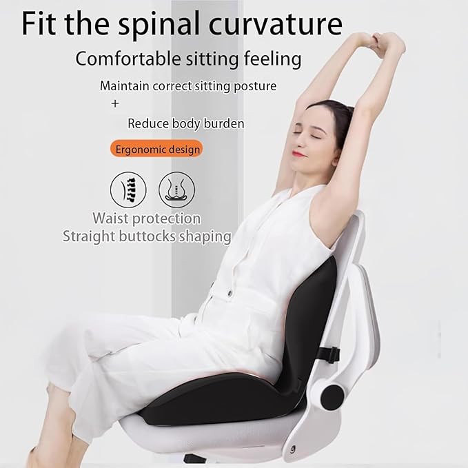 Ergonomic Memory Foam Seat Cushion with Lumbar Support, Office Chair and Car Seat Cushion for Back Pain Relief, Pressure Reducing Comfort Pad, for Parents and Friend,Grey