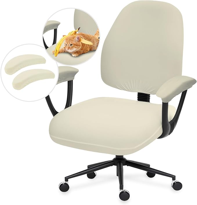 DIVA EN CAMINO DEC Split Office Chair Seat Covers - Universal Stretch Computer Chair Slipcover - Washable Rotating Backrest Coverings & Cushion Protectors & Armrest Covers for Dogs, Cats, Pets