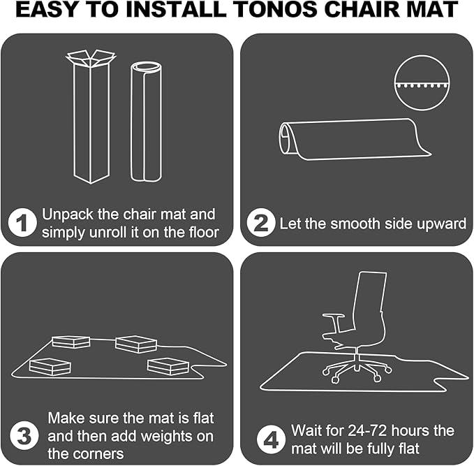 Chair Mat for Carpet- Low Pile (1/4" Thick) Carpet Protector for Office Gaming Computer Desk Chair. Heavy Duty Desk Chair Mat for Carpeted Floors, Semi Transparent
