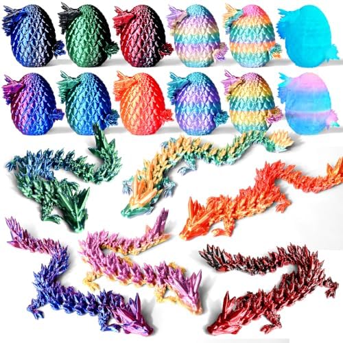 12PCS 3D Printed Dragon Eggs, Articulated Fantasy Animal Toys