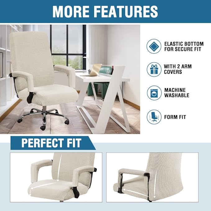 H.VERSAILTEX Computer Office Chair Covers - Protective & Stretchable Universal Stretch Rotating Chair Cover Slipcover,Island Fossi