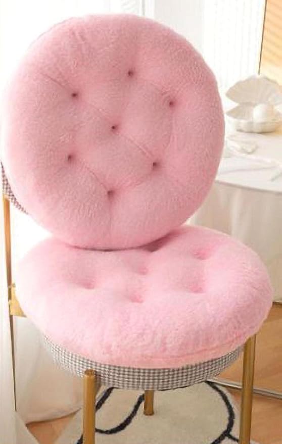 Comfortable Square and Round Artificial Lambswool Chair Pads,Soft Fluffy Chair Seat Cushion Plush Cushions Seat Pad for Home Office Meditation (14 inch(35cm), Round-Gray)