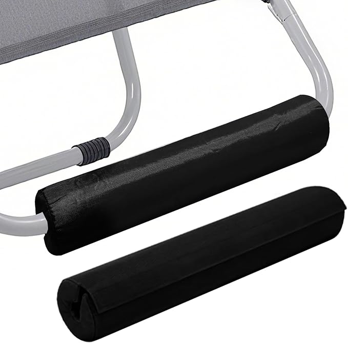 Zero Gravity Chair Foot Rest, Footrest Cushion for Anti Gravity Folding Recliner, Footrest Padding for Patio Lawn Outdoor Chair, Comfortable Foot Mat Accessories for Tall User (Black-2pcs)