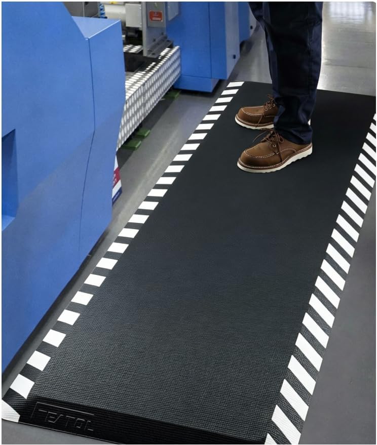 FEATOL Anti Fatigue Mat Industrial, Ergonomic Standing Floor Mat for Work for Stand, Safety Support for Leg & Back Pain(White Border,20" x 48",1PC)