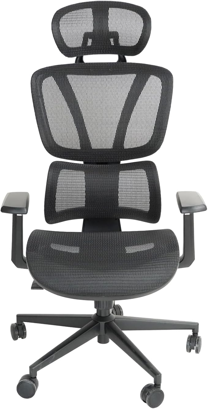 FOH Ergonomic Mesh Office Chair with Breathable Mesh, Computer Desk Chair, Ergonomic Task Chair with Adjustable Backrest Lumbar Support, Armrests and 360°Rotation for Home Office