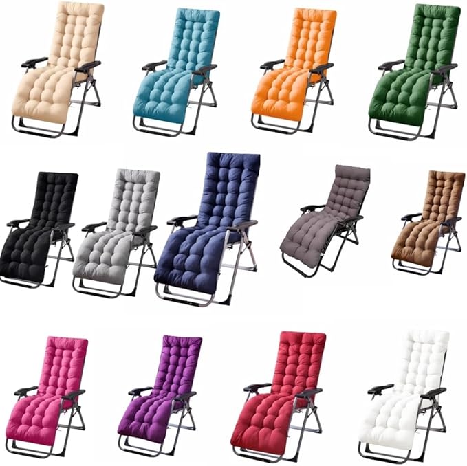 Patio Chaise Lounger Cushion， IndoorOutdoor Rocking Chair Sofa Cushion with 6 Ties， Thick Padded Swing Bench Cushion，61x18.9x3.1in (Off-White)