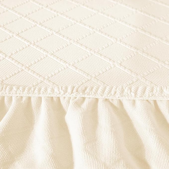 Melaluxe Stretch Jacquard Office Chair Cover, Removable Washable Desk Chair Cover Rotating Chair Seat Slipcover, Creamy-White