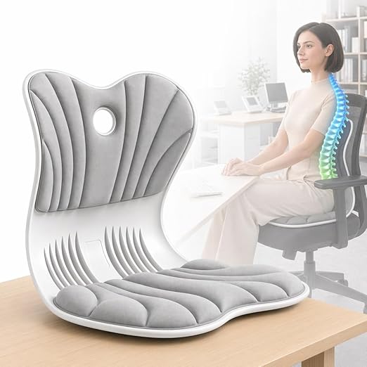 Ergonomic Lumbar Support Cushion for Back Support & Pain Relief | 6-Zone Pressure Distribution Posture Corrector for Office Chair, Car Seat, Desk, etc. | Great Mother’s Day Gift (Gray)