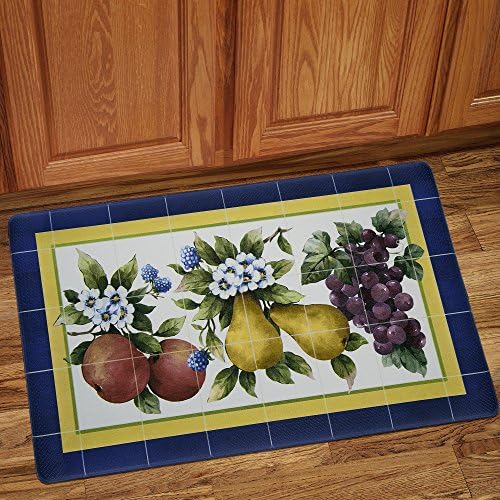 PowerSellerUSA Printed Anti Fatigue Mat, Non Slip Printed Textured Comfort Standing Floor Mats for Living, Dining Room, Bedroom, Kitchen, Office, Work (18x30 in., Fruit Basket)