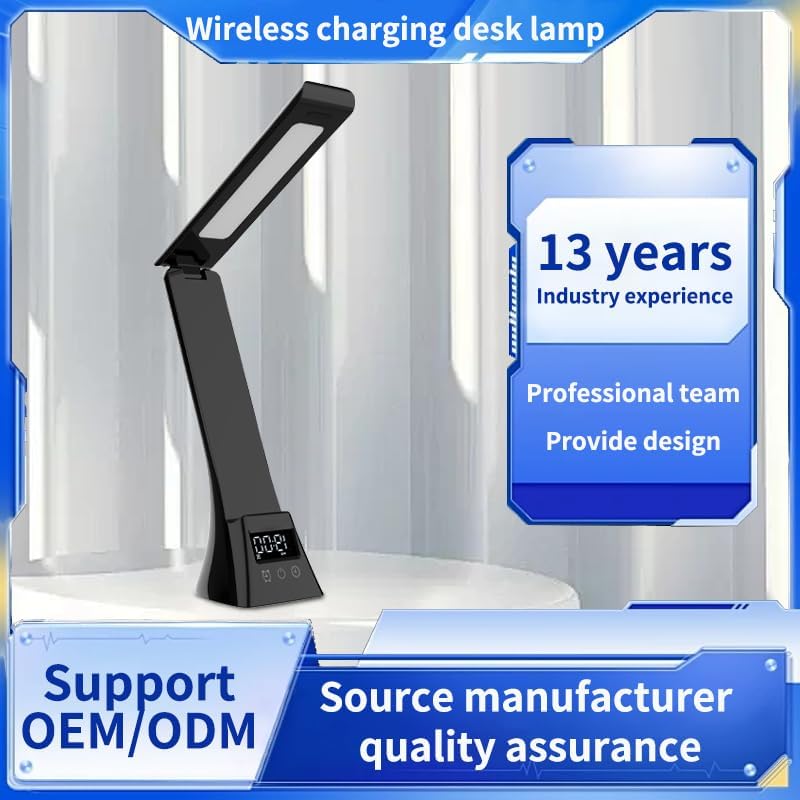 Eye-Care Desk lamp with Smartphone Charging Function, can be Used as a Cell Phone Holder, Touch Switch, with Electronic Clock and Alarm Clock, Three Soft Light, with USB Charging Cable