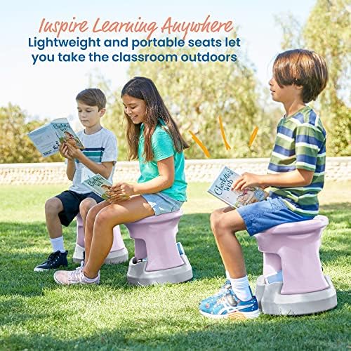 ECR4Kids Active Storage Wobble Stool, 15in Seat Height, Childrens Furniture, Light Purple/Light Grey