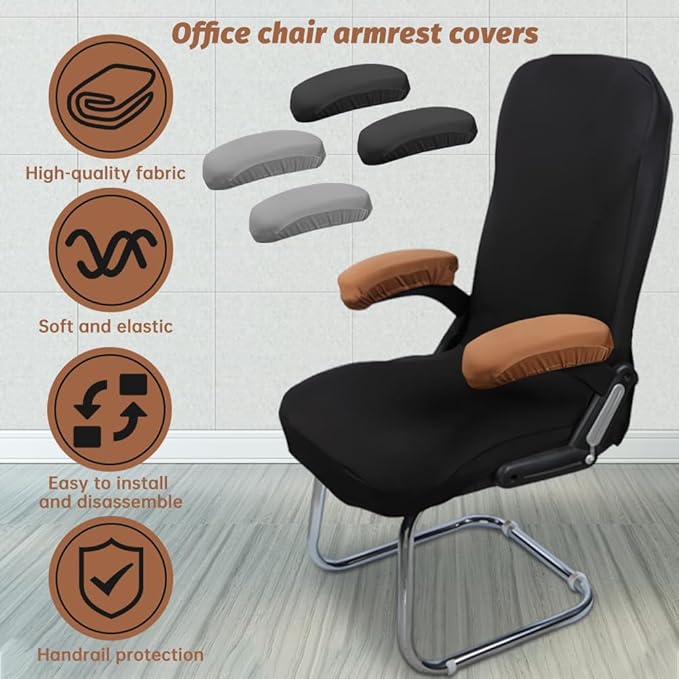 Kakalote Office Chair Armrest Covers, 1pair Stretchable Stretch Computer Chair Slipcover Desk Chairs Arm Cover for Office, Desk, Gaming Chairs (Black)