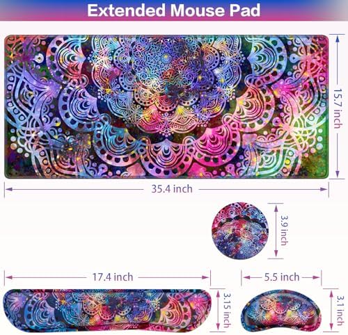 Mouse Pad with Wrist Rest, 4-in-1 Large Mousepad Keyboard
