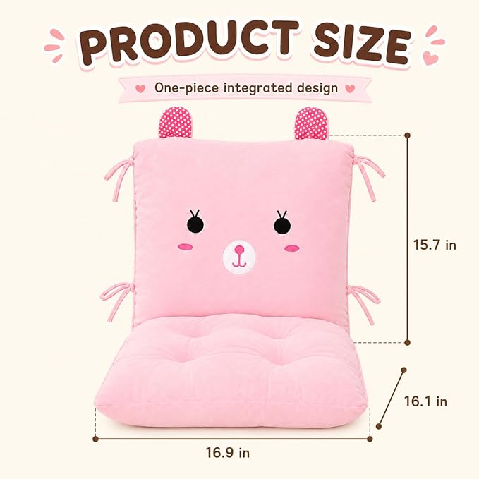 ChezMax Chair Cushion Plush Seat Cushion Back Cushion with Ties Thickened Desk Chair Pads Cartoon Waist Pillow Cushion Decor for Chair Car Office Patio Wheelchair Cartoon Rabbit