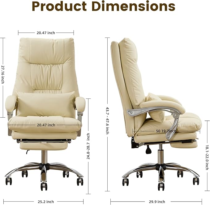 Massage Office Chair with Foot Rest,6 Points Vibration, Executive Office Chairs Tall Office Chair,Ergonomic Reclining Desk Chair